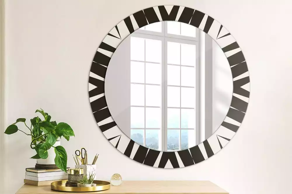 Okrúhle dekoračné zrkadlo na stenu Abstraktná geometria
