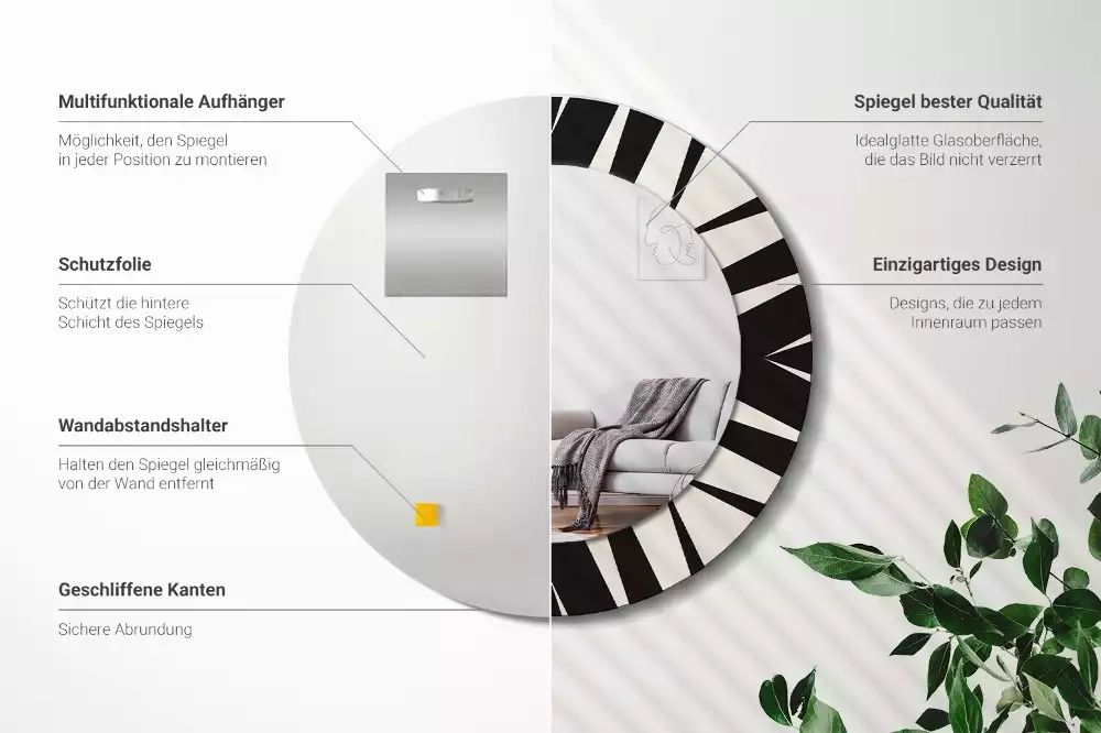 Okrúhle dekoračné zrkadlo na stenu Abstraktná geometria