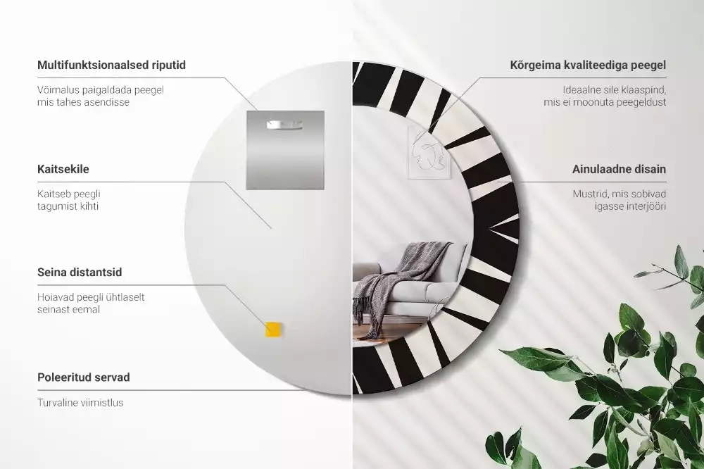 Okrúhle dekoračné zrkadlo na stenu Abstraktná geometria