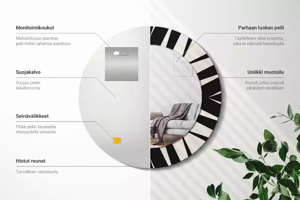 Okrúhle dekoračné zrkadlo na stenu Abstraktná geometria