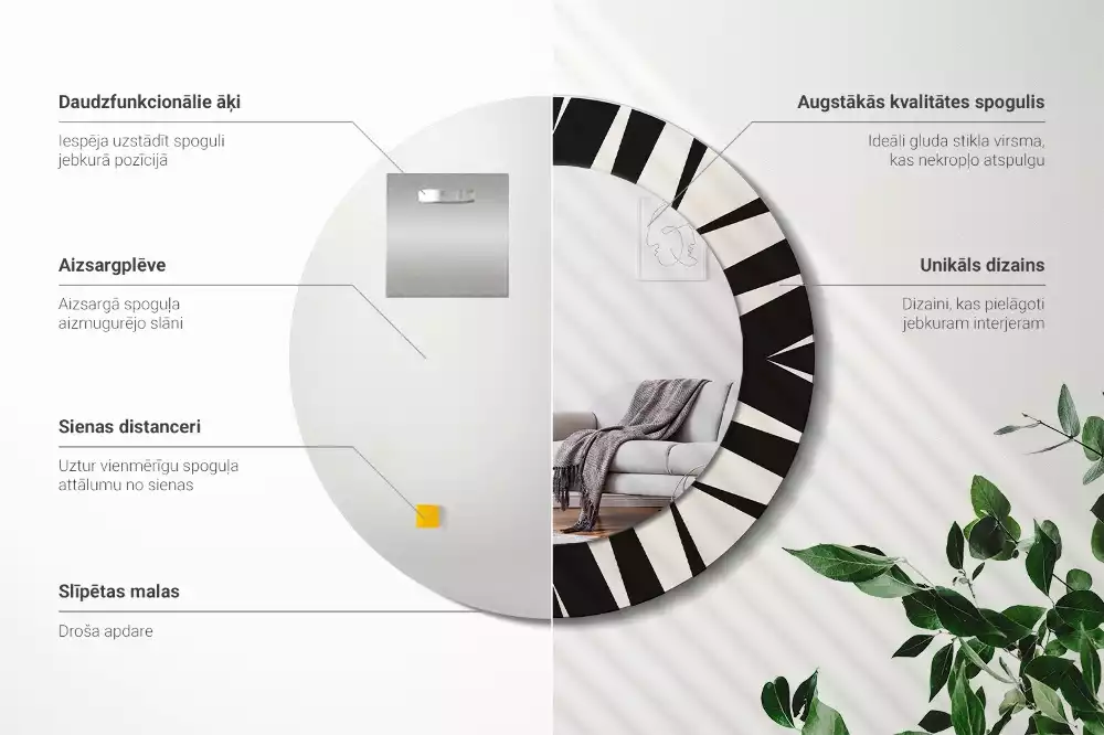 Okrúhle dekoračné zrkadlo na stenu Abstraktná geometria