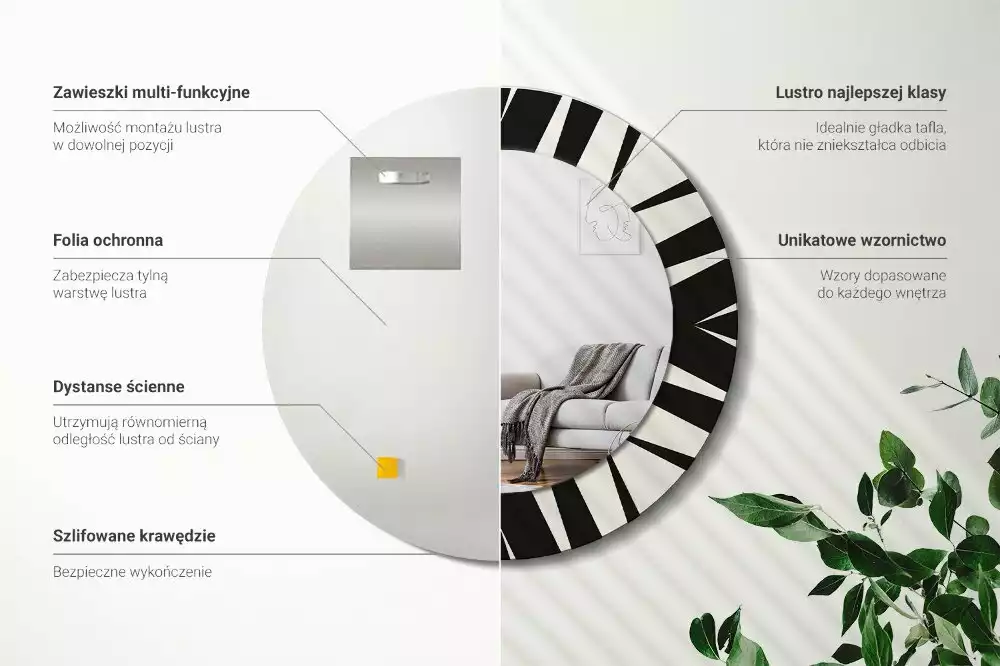 Okrúhle dekoračné zrkadlo na stenu Abstraktná geometria