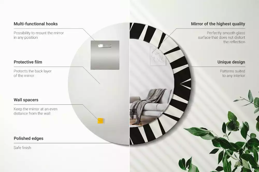 Okrúhle dekoračné zrkadlo na stenu Abstraktná geometria