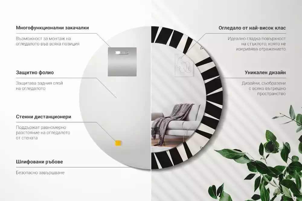 Okrúhle dekoračné zrkadlo na stenu Abstraktná geometria