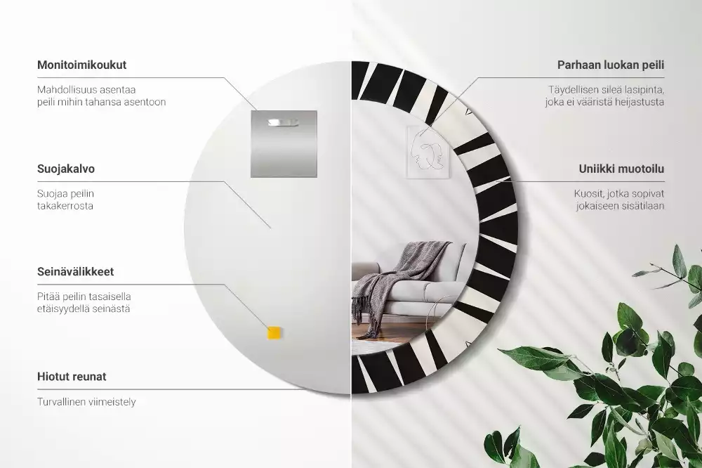 Okrúhle dekoračné zrkadlo na stenu Abstraktná geometria