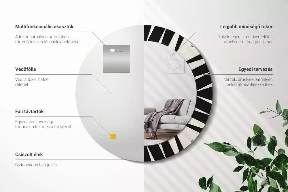 Okrúhle dekoračné zrkadlo na stenu Abstraktná geometria