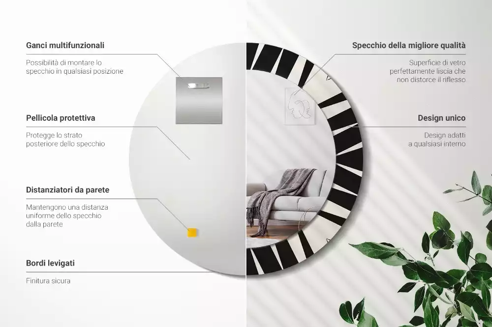 Okrúhle dekoračné zrkadlo na stenu Abstraktná geometria