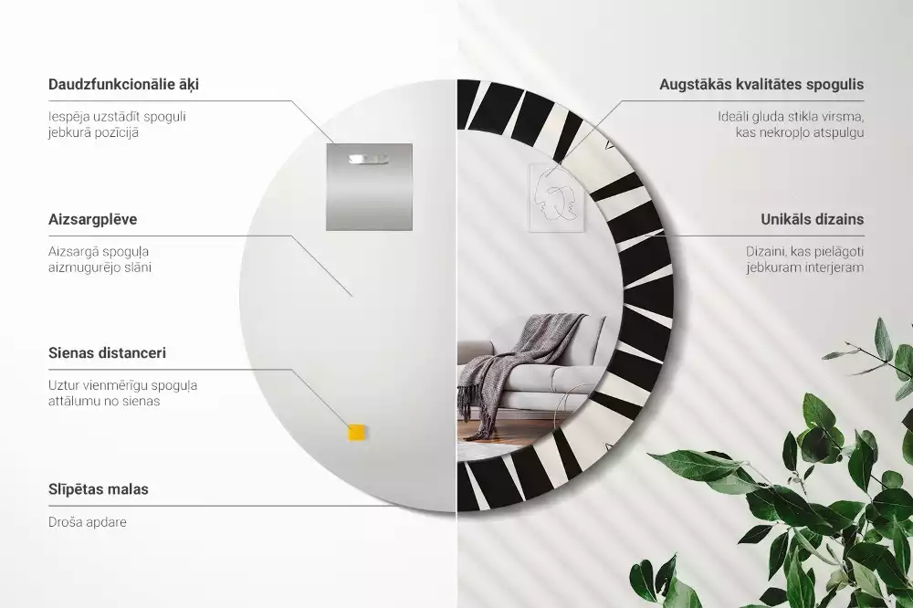 Okrúhle dekoračné zrkadlo na stenu Abstraktná geometria