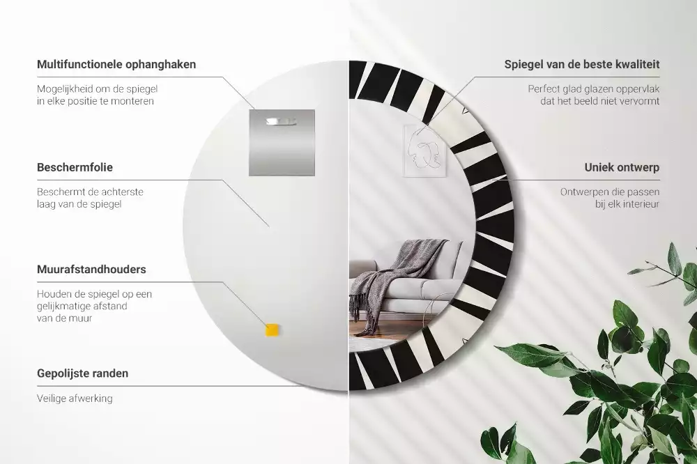 Okrúhle dekoračné zrkadlo na stenu Abstraktná geometria