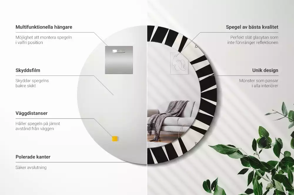 Okrúhle dekoračné zrkadlo na stenu Abstraktná geometria