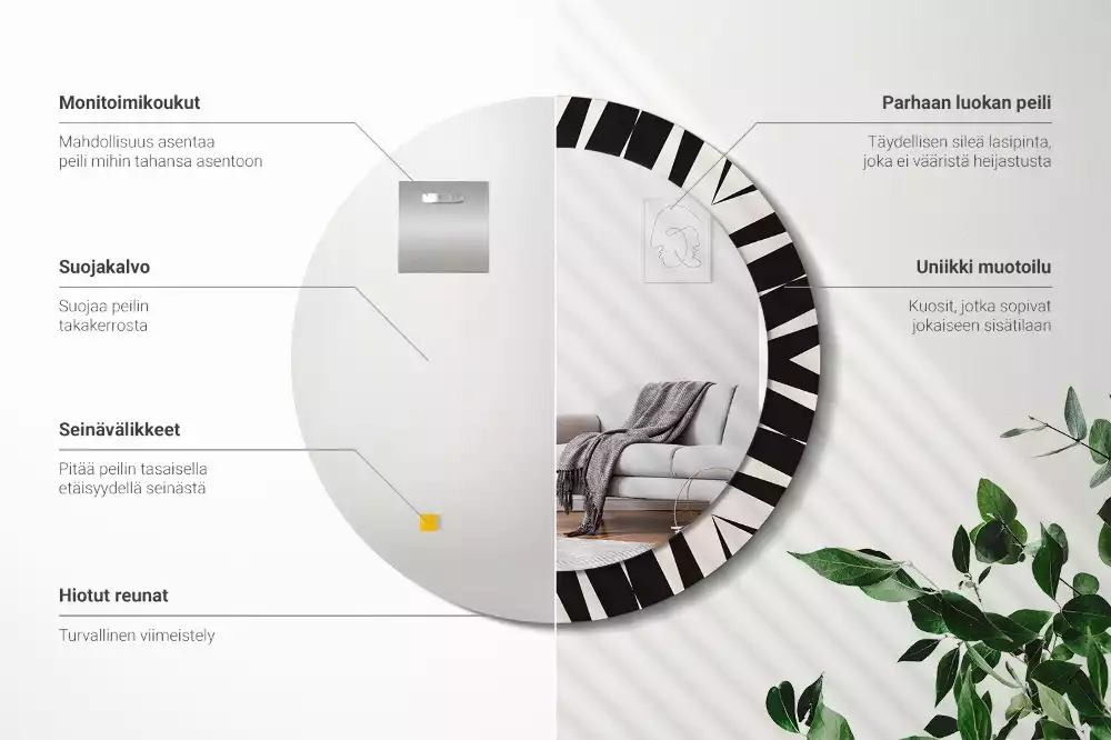 Okrúhle dekoračné zrkadlo na stenu Abstraktná geometria