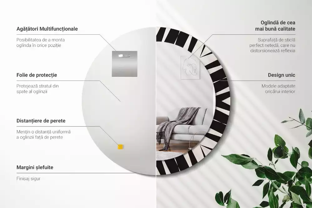 Okrúhle dekoračné zrkadlo na stenu Abstraktná geometria