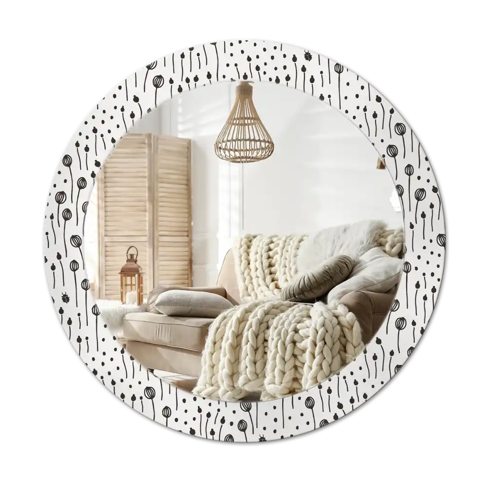 Okrúhle dekoračné zrkadlo na stenu Kresba kvetu