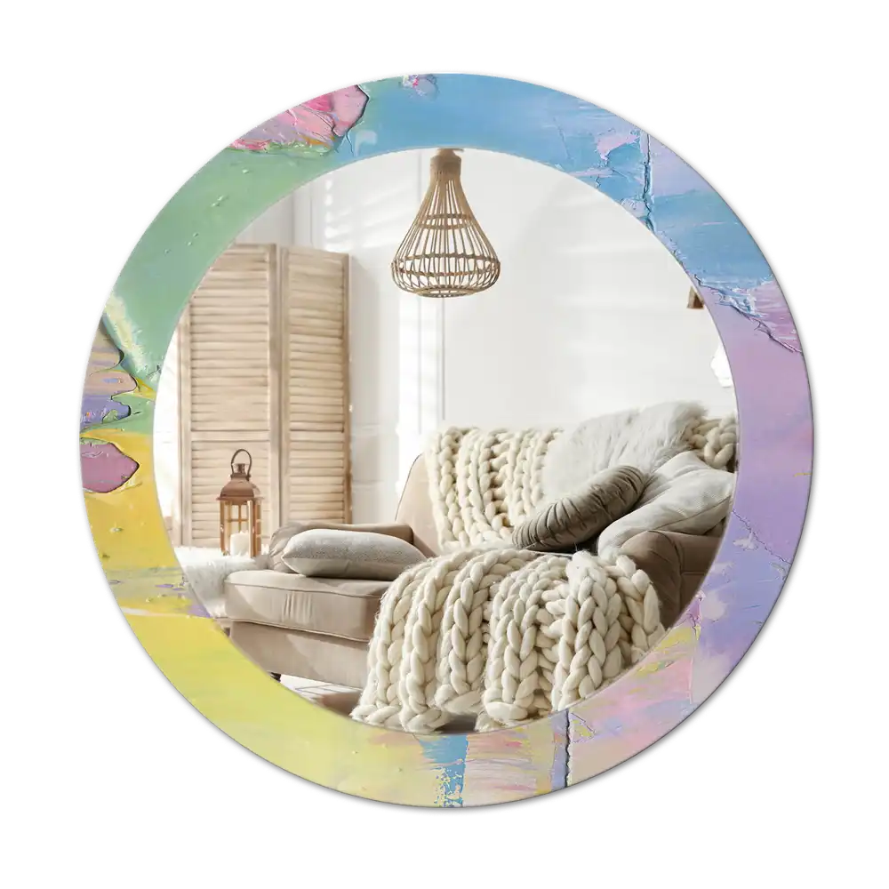 Okrúhle zrkadlo s potlačeným rámom Textúra olejovej farby