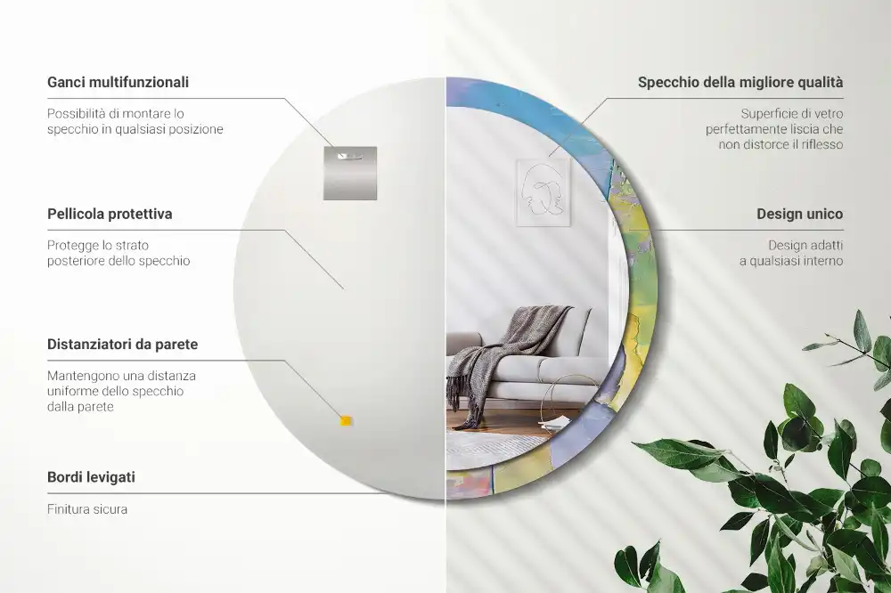 Okrúhle zrkadlo s potlačeným rámom Textúra olejovej farby