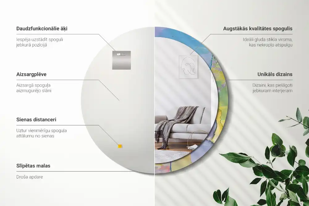 Okrúhle zrkadlo s potlačeným rámom Textúra olejovej farby