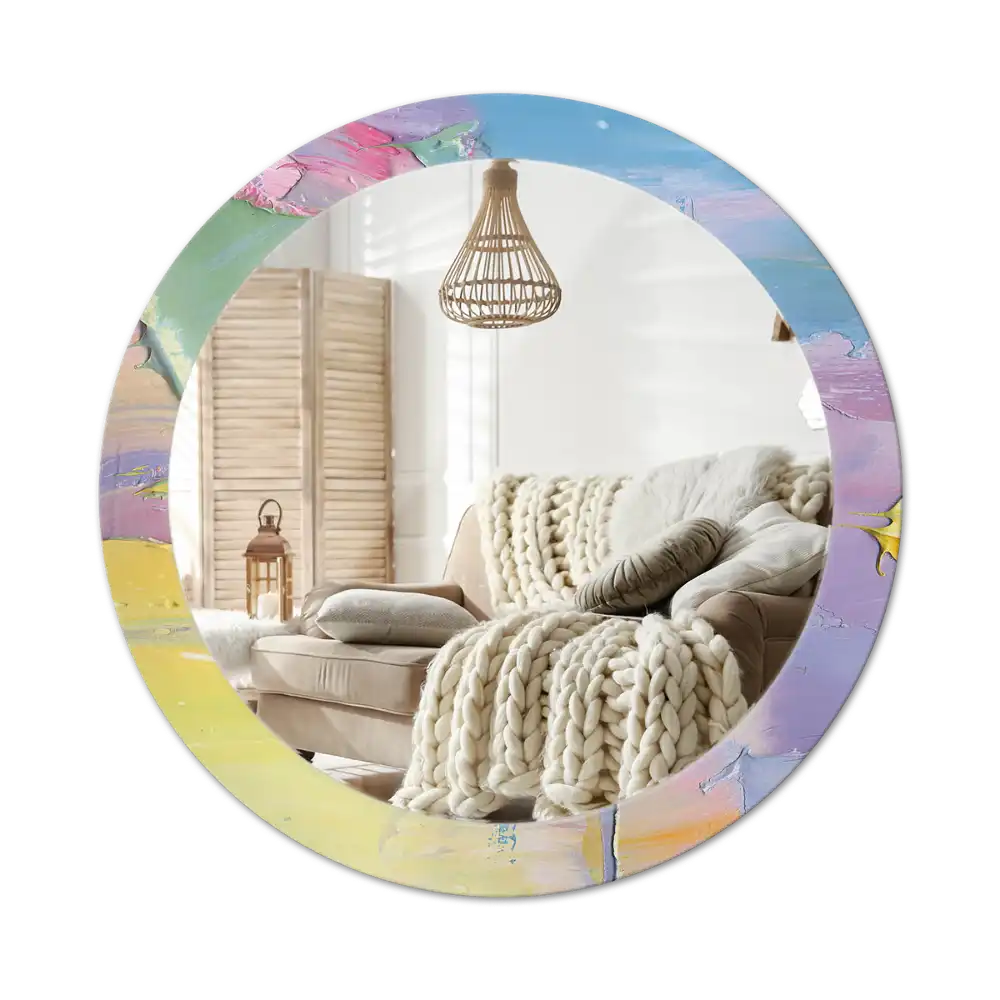 Okrúhle zrkadlo s potlačeným rámom Textúra olejovej farby