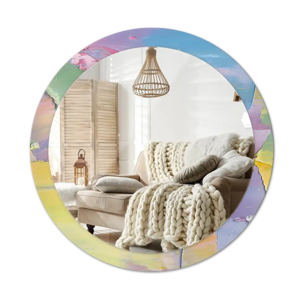 Okrúhle zrkadlo s potlačeným rámom Textúra olejovej farby