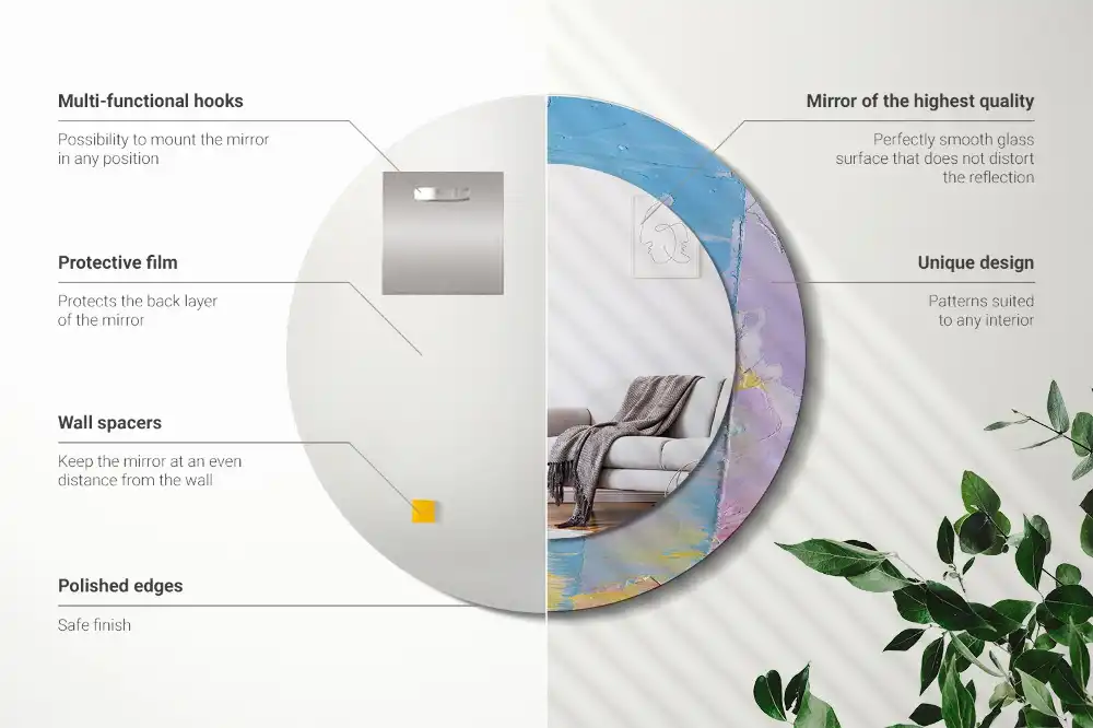 Okrúhle zrkadlo s potlačeným rámom Textúra olejovej farby