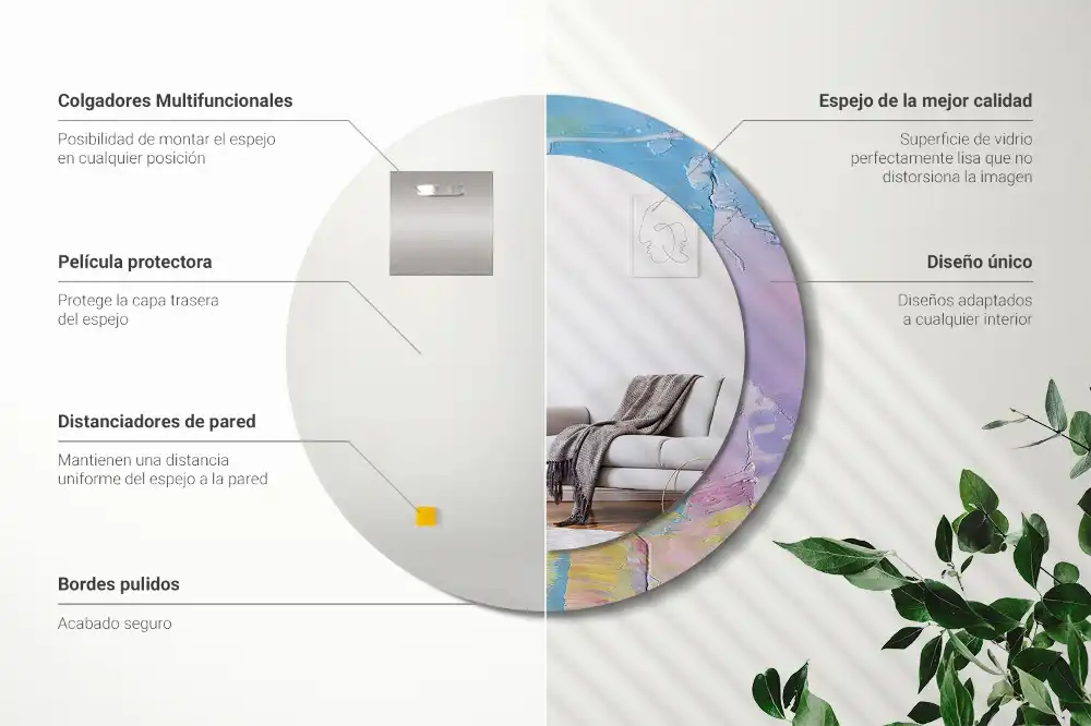 Okrúhle zrkadlo s potlačeným rámom Textúra olejovej farby