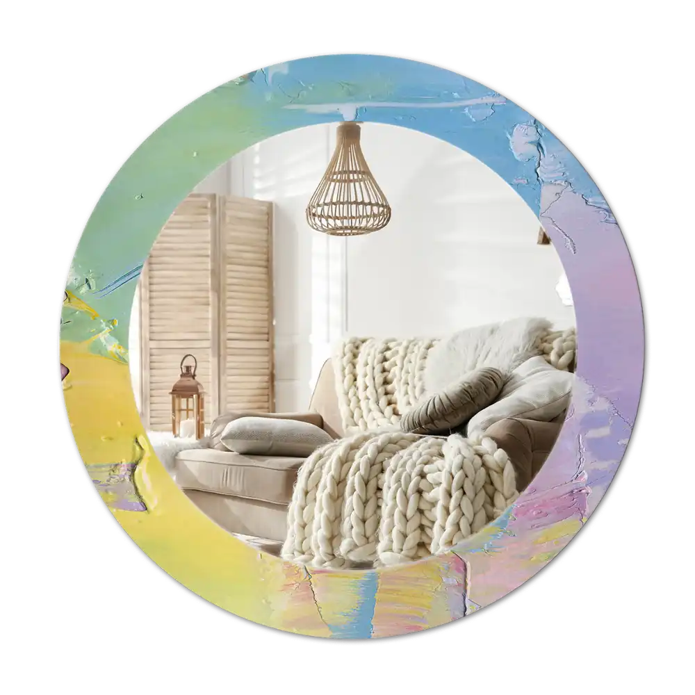 Okrúhle zrkadlo s potlačeným rámom Textúra olejovej farby