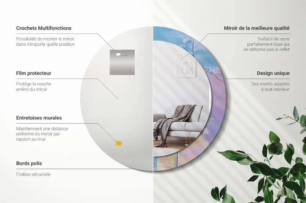 Okrúhle zrkadlo s potlačeným rámom Textúra olejovej farby