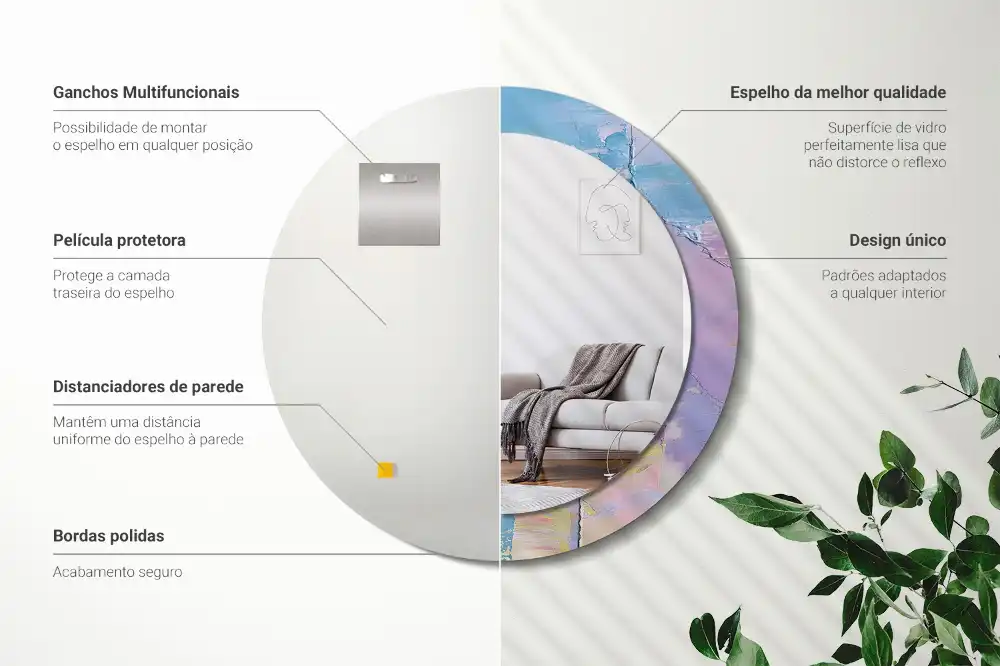 Okrúhle zrkadlo s potlačeným rámom Textúra olejovej farby