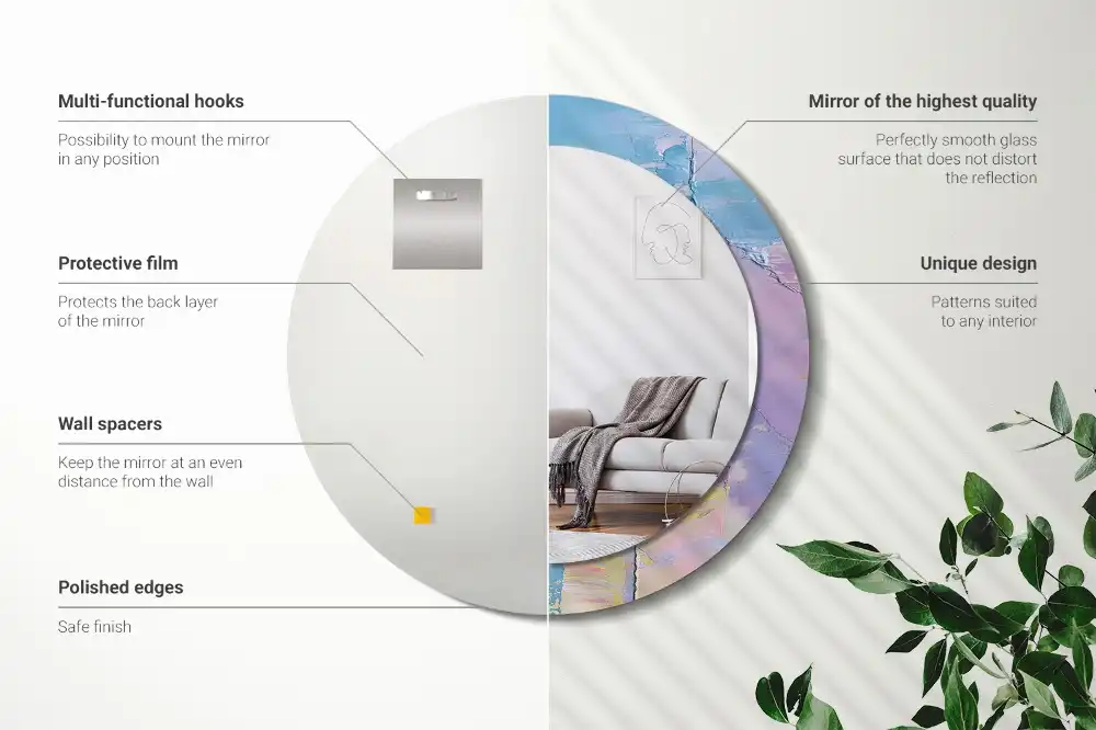 Okrúhle zrkadlo s potlačeným rámom Textúra olejovej farby