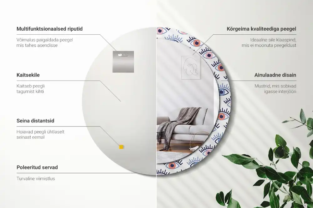 Okrúhle dekoračné zrkadlo na stenu Oči