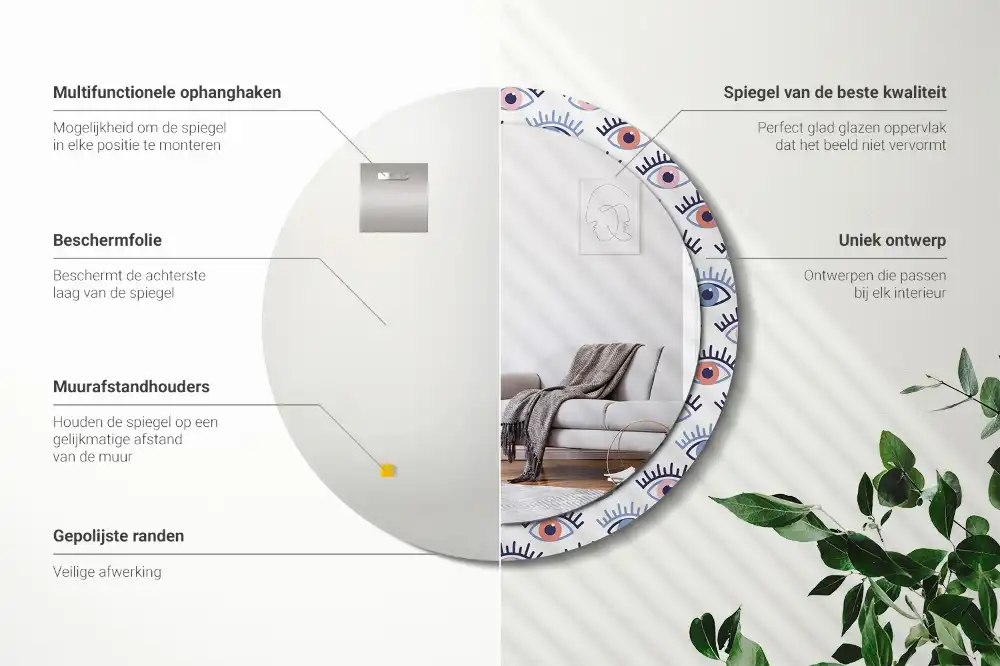 Okrúhle dekoračné zrkadlo na stenu Oči