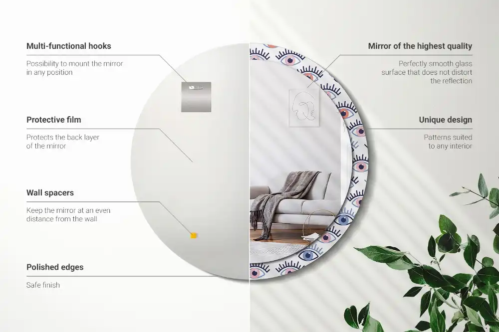 Okrúhle dekoračné zrkadlo na stenu Oči