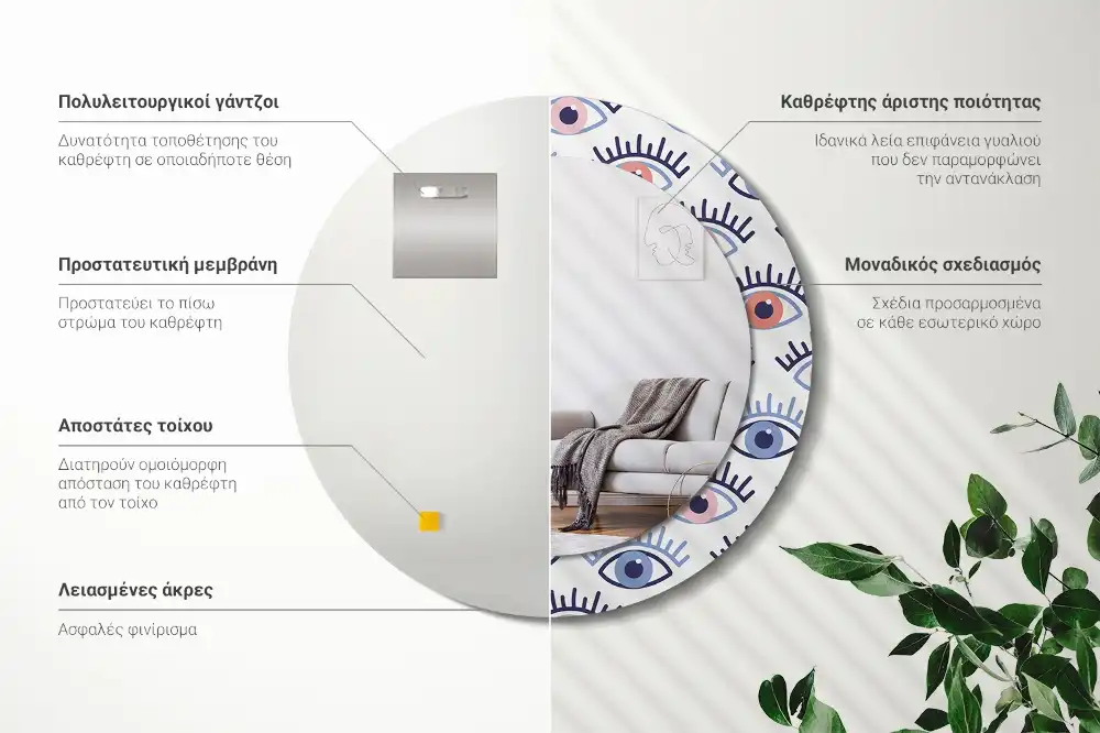 Okrúhle dekoračné zrkadlo na stenu Oči