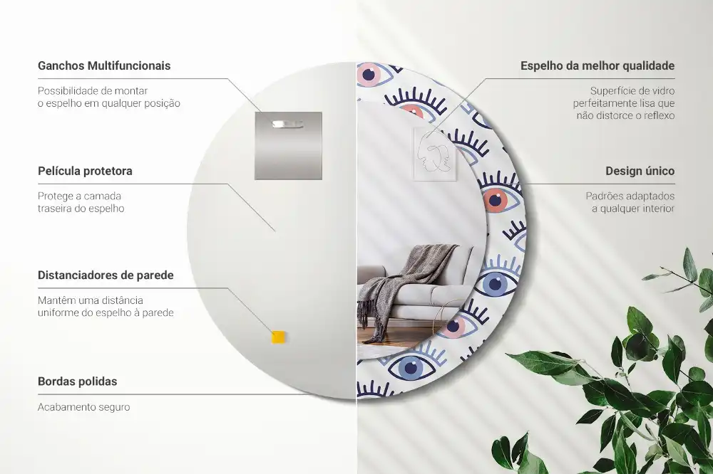 Okrúhle dekoračné zrkadlo na stenu Oči