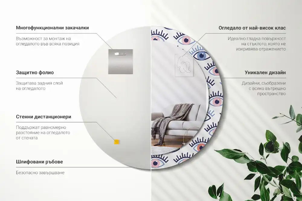 Okrúhle dekoračné zrkadlo na stenu Oči