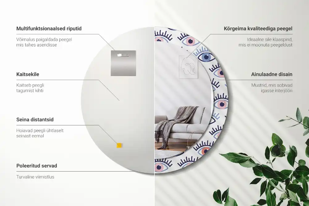 Okrúhle dekoračné zrkadlo na stenu Oči