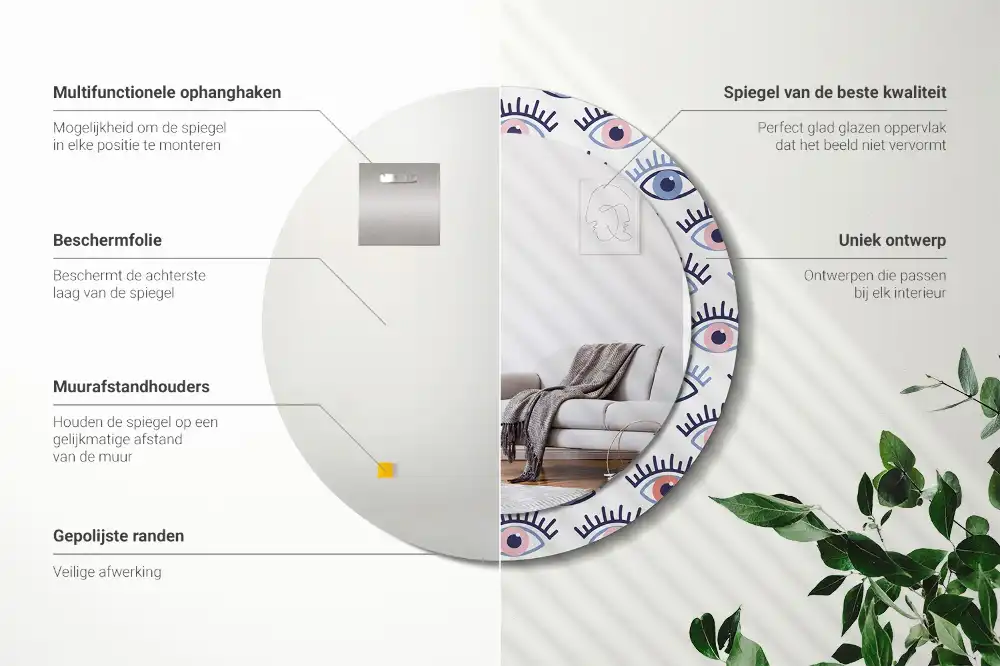 Okrúhle dekoračné zrkadlo na stenu Oči