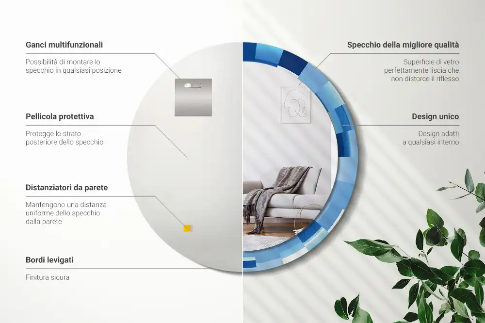 Okrúhle dekoračné zrkadlo na stenu Modrá abstrakt