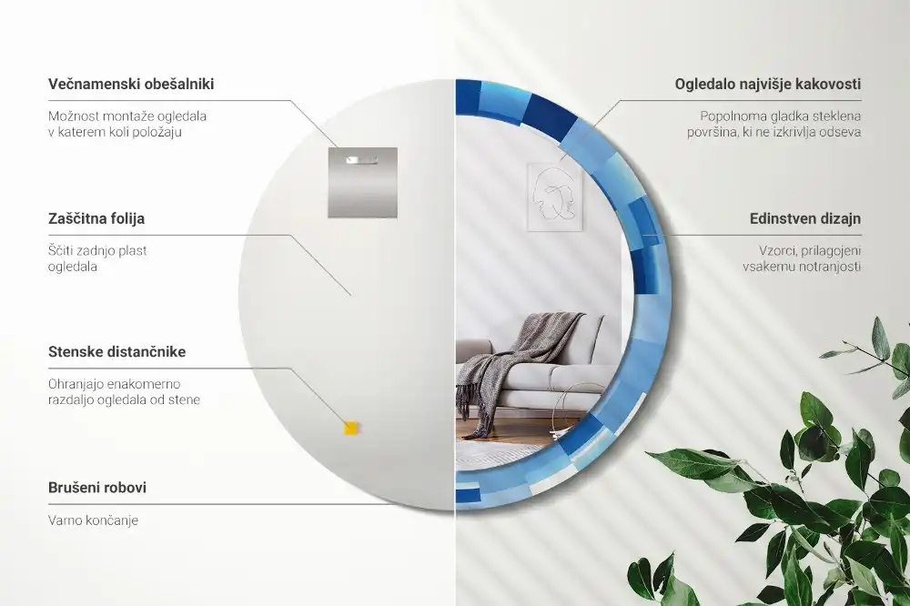 Okrúhle dekoračné zrkadlo na stenu Modrá abstrakt