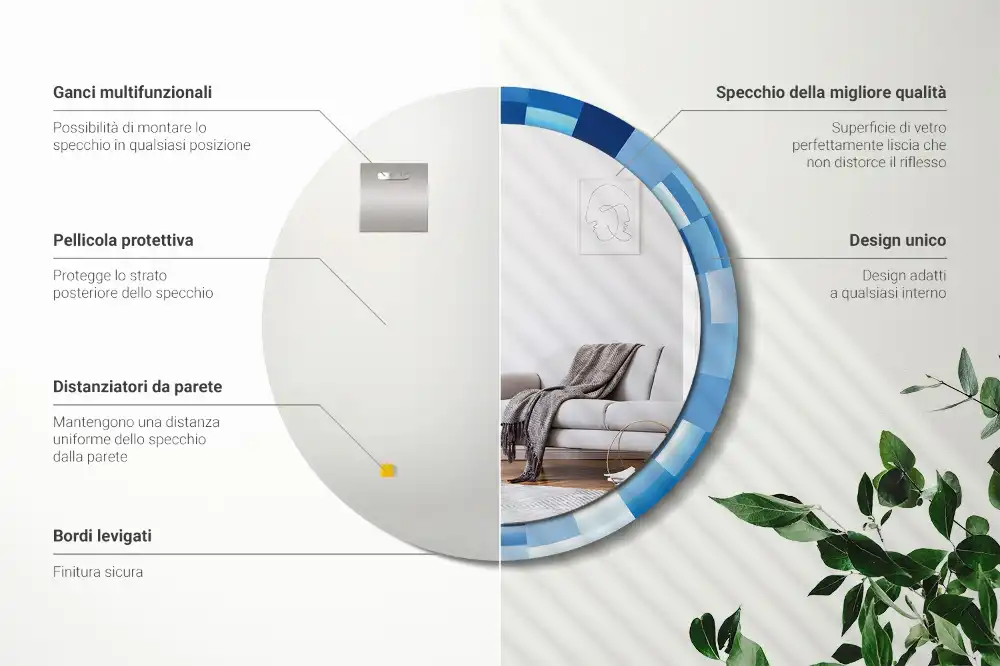 Okrúhle dekoračné zrkadlo na stenu Modrá abstrakt