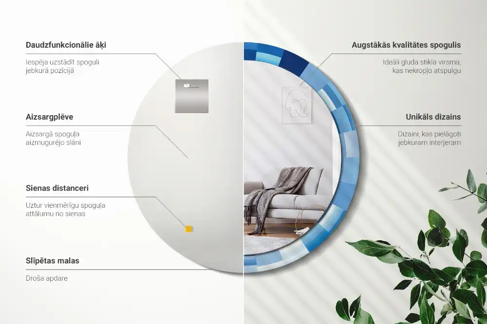 Okrúhle dekoračné zrkadlo na stenu Modrá abstrakt