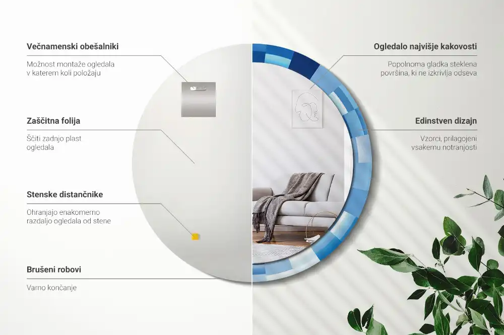 Okrúhle dekoračné zrkadlo na stenu Modrá abstrakt