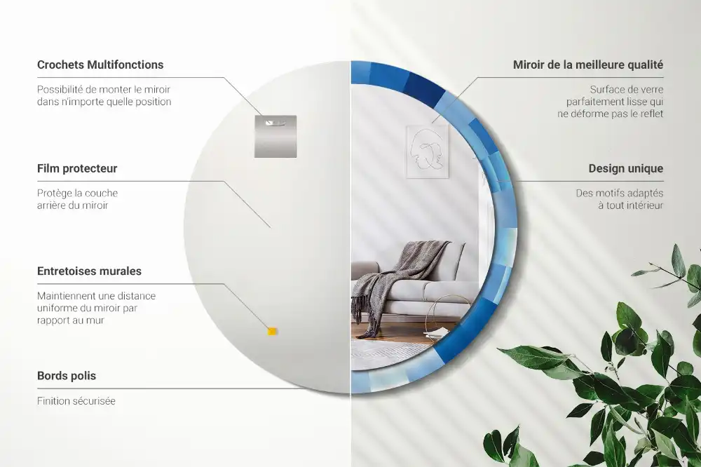 Okrúhle dekoračné zrkadlo na stenu Modrá abstrakt