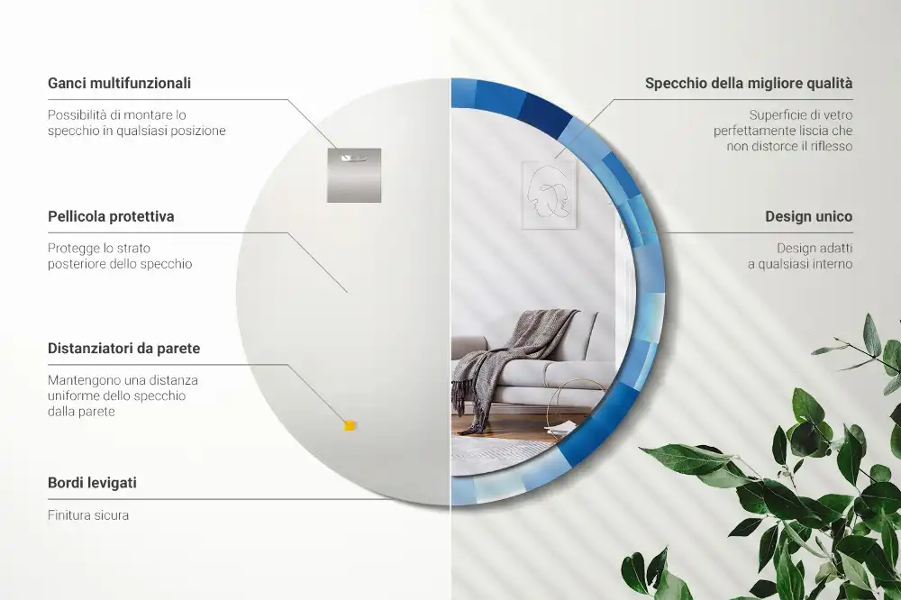 Okrúhle dekoračné zrkadlo na stenu Modrá abstrakt