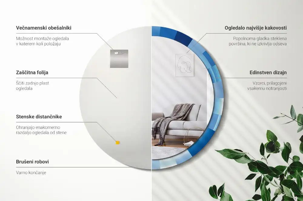 Okrúhle dekoračné zrkadlo na stenu Modrá abstrakt