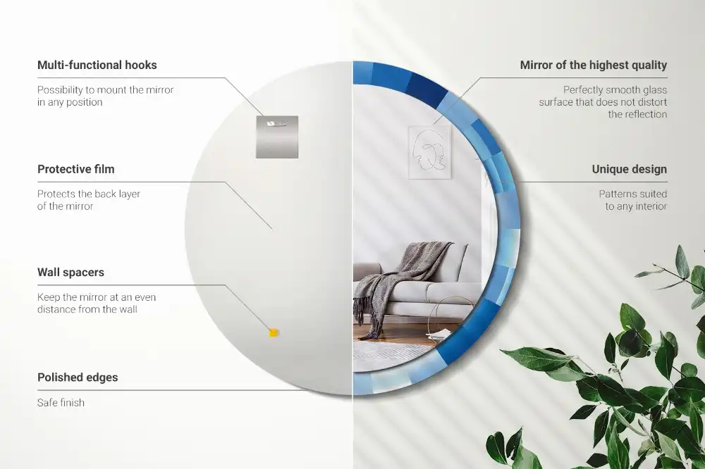 Okrúhle dekoračné zrkadlo na stenu Modrá abstrakt