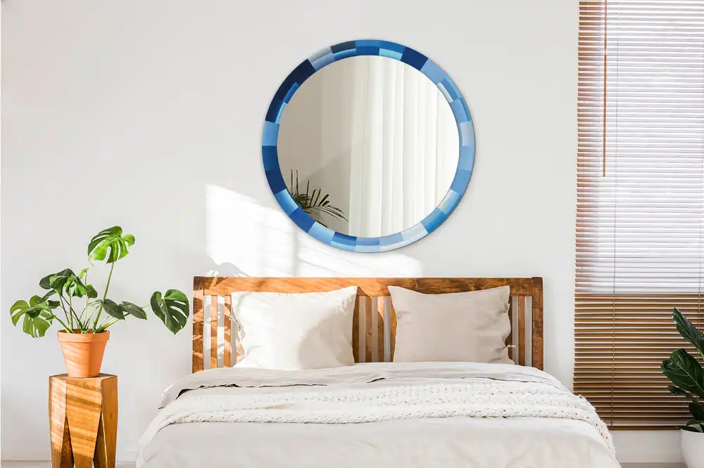 Okrúhle dekoračné zrkadlo na stenu Modrá abstrakt