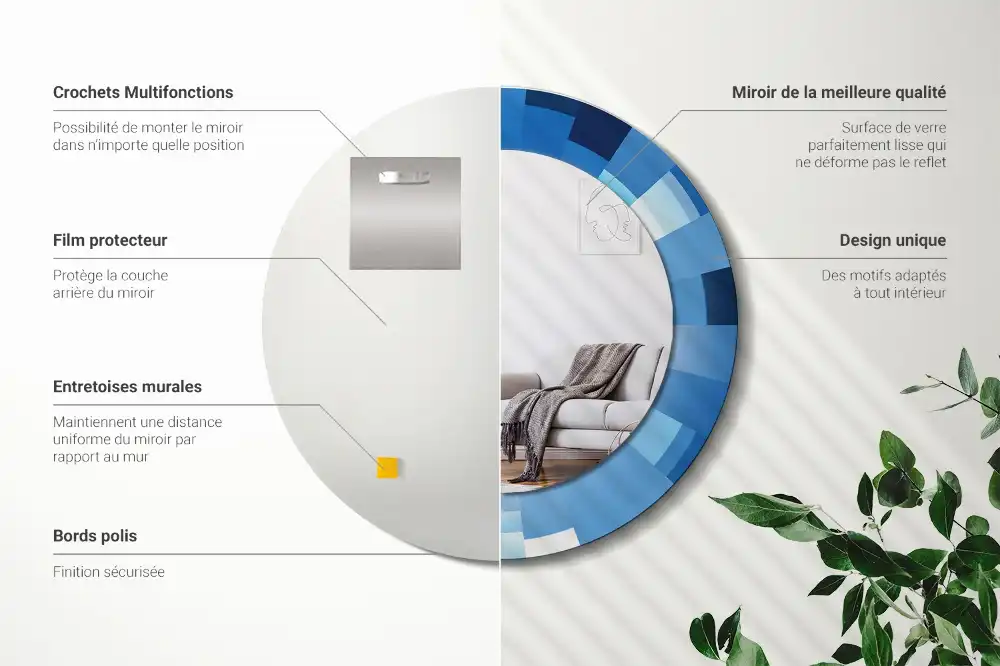 Okrúhle dekoračné zrkadlo na stenu Modrá abstrakt