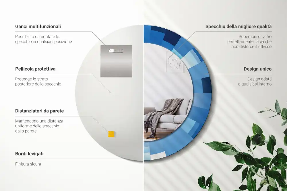 Okrúhle dekoračné zrkadlo na stenu Modrá abstrakt