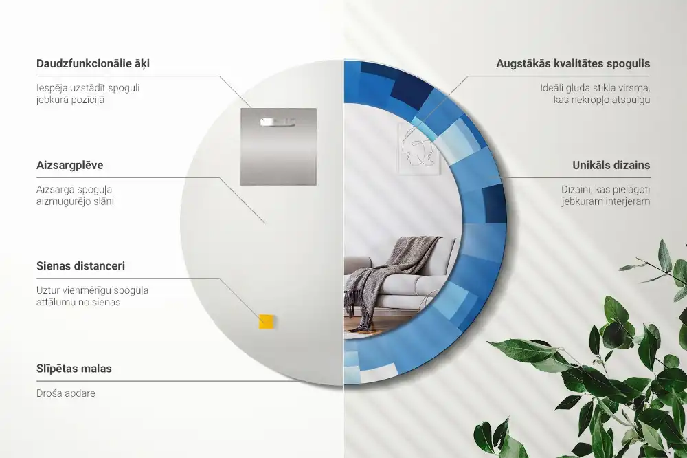 Okrúhle dekoračné zrkadlo na stenu Modrá abstrakt