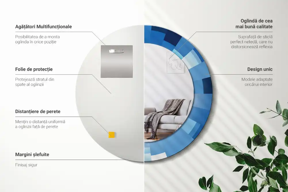 Okrúhle dekoračné zrkadlo na stenu Modrá abstrakt